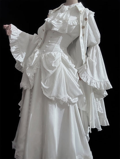 Bust Gothic Waist Under Lolita White Skirt Boned High Aristocrat Corset
