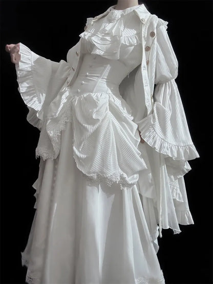 Gothic Skirt White Aristocrat Bust Lolita Boned Waist Under Corset High