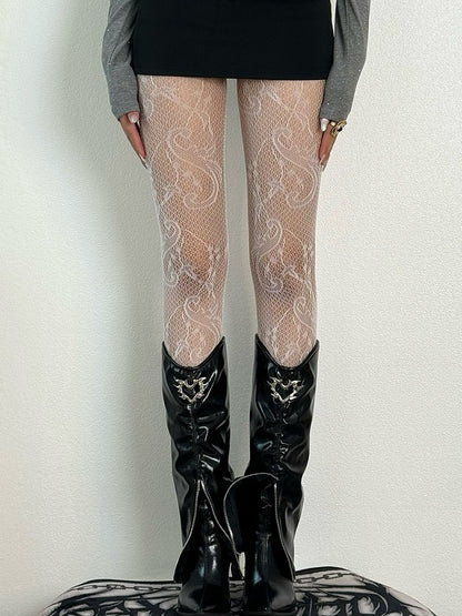 Design Tights Hollow-out Red/Black/White