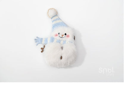 Cute Snowman Adorned Blue V-neck Mohair Vest