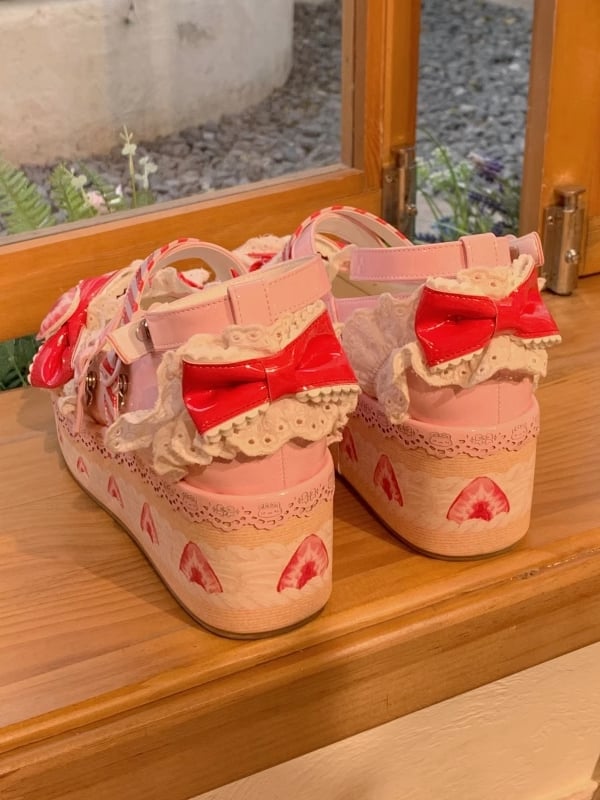 Shoes Mary Raspberry Jane Strawberry Sweet Platform Cake Pink Lolita