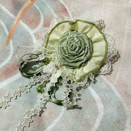 Floral Hairclip Green Brooch