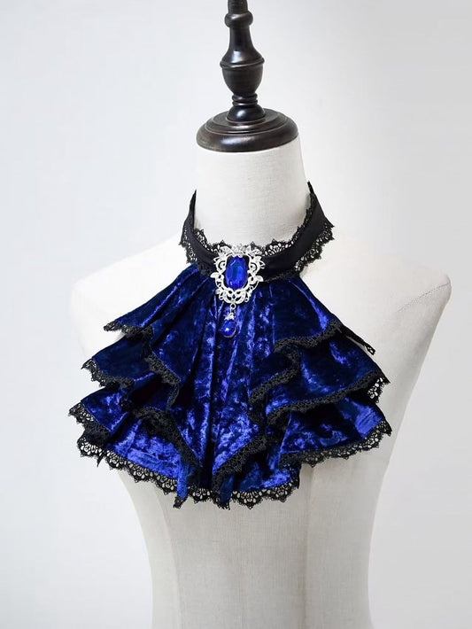 Blue Jabot and Gothic Klein Tie Black