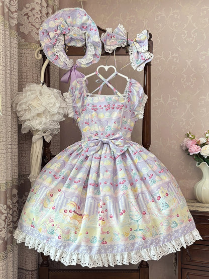 Cherry and Ice Cream Purple Summer Sweet Lolita Dress