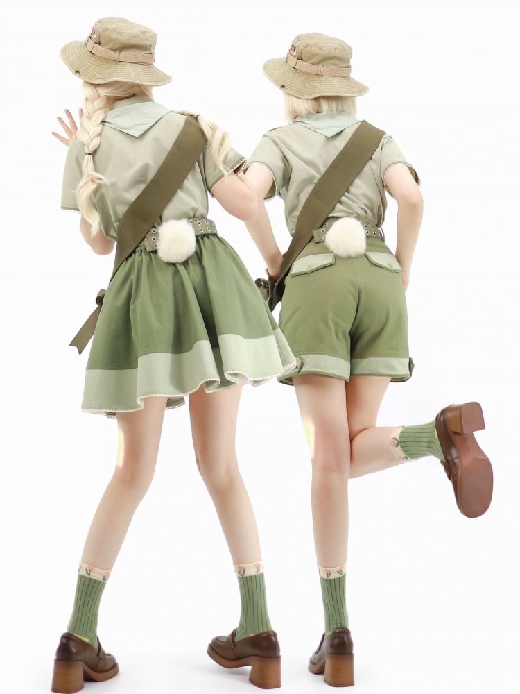 Bunny Ouji Fashion Set -Green Shirt with Carrot Tie and Shorts