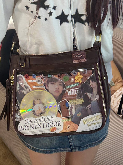 Dark Brown Wasteland Punk Large Volume Ita Bag