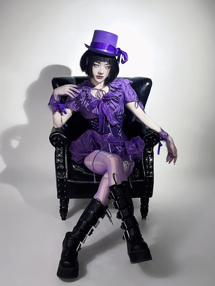 Shorts High Lolita Waist Gothic Super Corset Purple