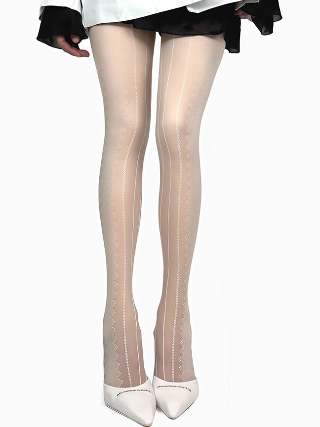 Tights White/Black/Brown/Gray Pattern Striped