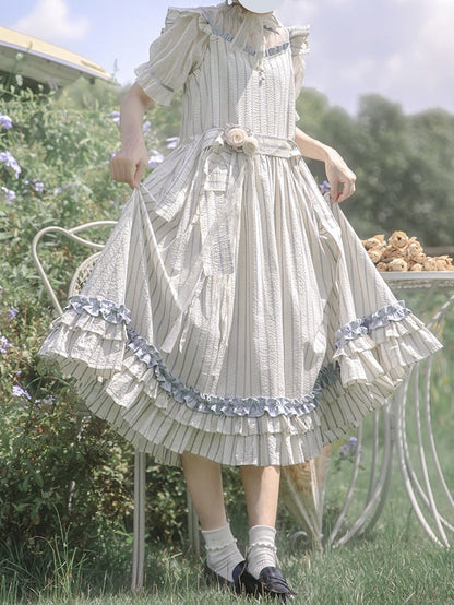 Top Beige Sleeves Ruffle Puff Neckline