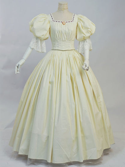 Historical Costume Light Yellow Boned Bodice Top Set