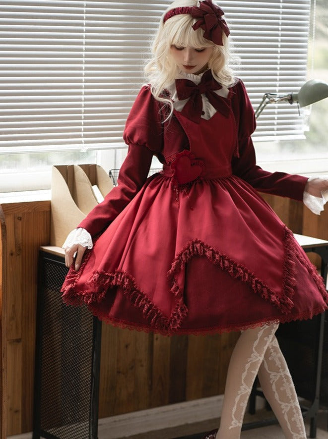 faux ribbon college Gothic two-piece + dress Lolita