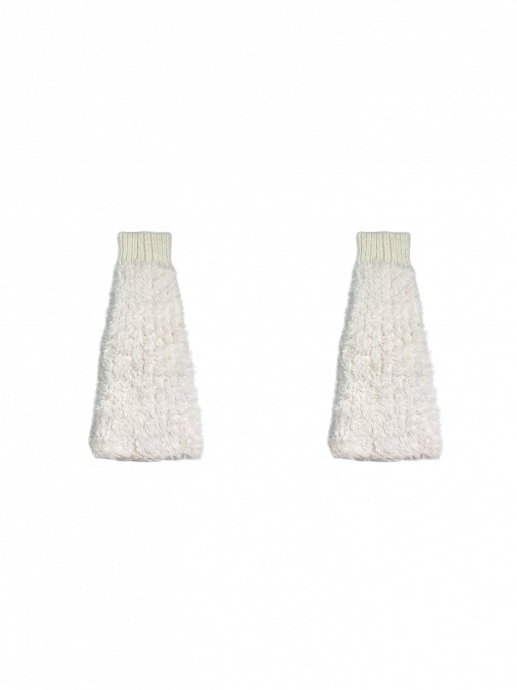Jambières en peluche à poignets tricotés blanc cassé/gris/noir