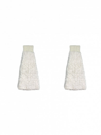 Jambières en peluche à poignets tricotés blanc cassé/gris/noir
