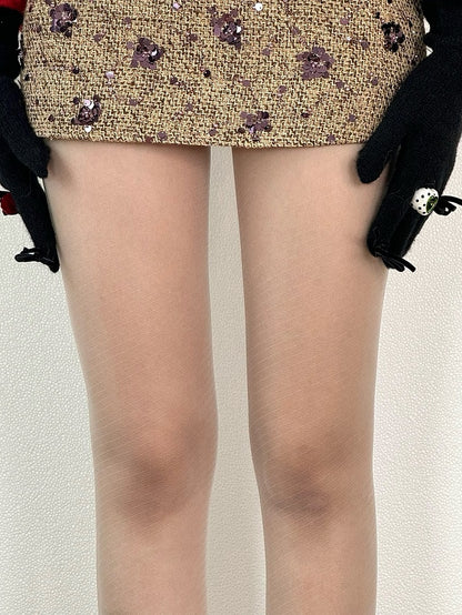 Black/Gray/White Pattern Striped Tights