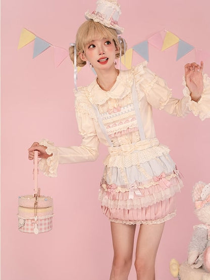 Pink Plaid Pattern Sweet Lolita Plush Cupcake Bag