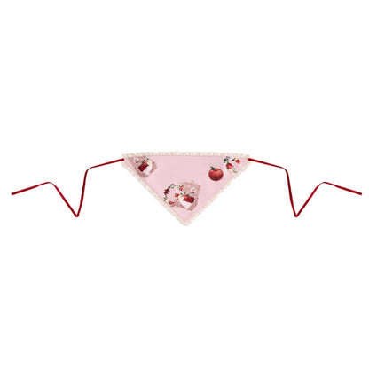 Pink Red Apple Print Triangle Scarf