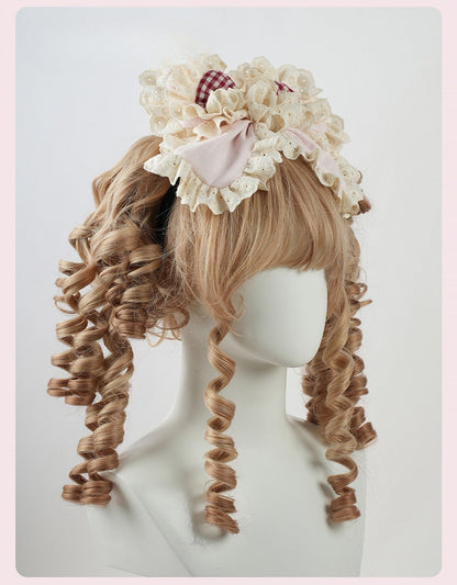 Sweet Lolita Pink Big Bow Ruffled Lace Trim KC