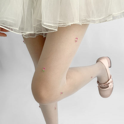 Tulip Details Tights Beige