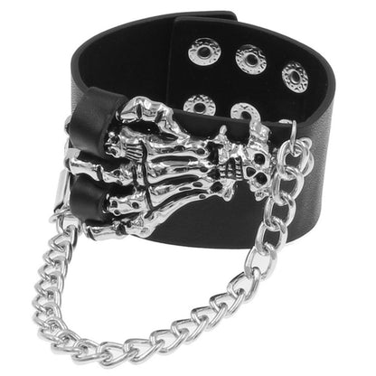 Skeleton Design Punk Bracelet with Chain