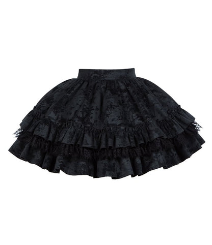 Black Gothic Lolita Layered Skirt