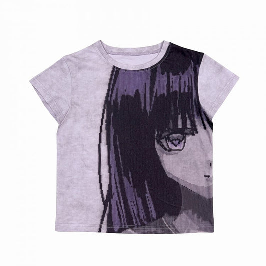 Purple Emo Punk Graphic T-shirt