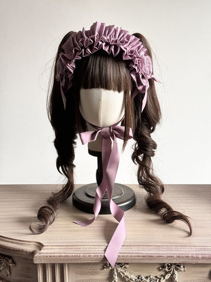 Purple/Pink Hairband Embellishments Ruffled with Lolita Rosette
