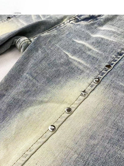 Decorated Jeans Faded Cuffs Y2K Frayed Glamorous Blue Raw Flare Pocket Silhouette Wash and