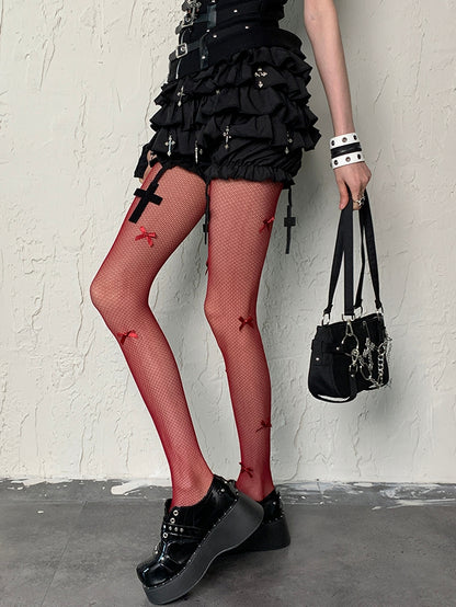 Details Bowknot Tights 5 Wasteland Punk Options Color