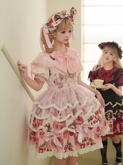 Pink Strawberry Organza Apron