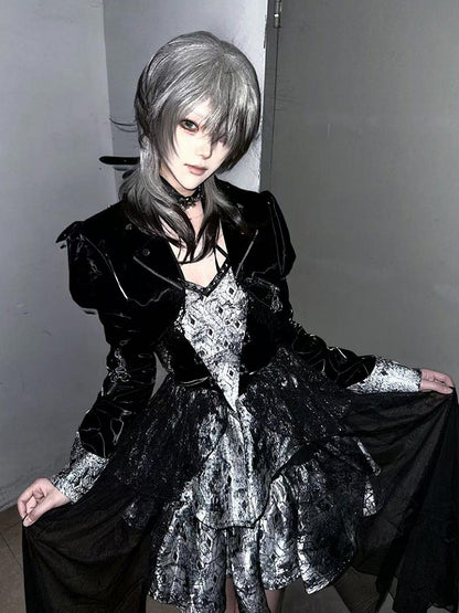 Black 45CM Ouji Bangs Ombre Straight Gray And With Style Length Wig