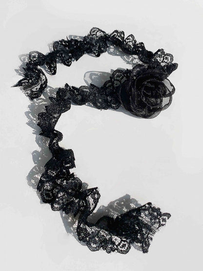 Tour de cou en dentelle à fleurs noires