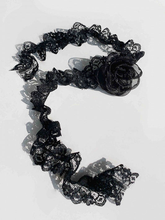 Tour de cou en dentelle à fleurs noires