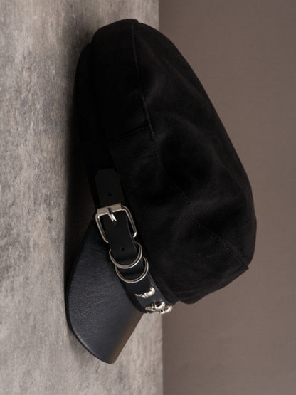 Verzierte Gothic Black Design Schnalle Hut Skelett Baskenmütze