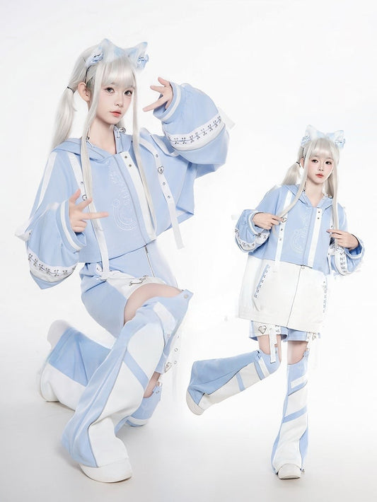 Light Jacket Warmers Kaiwai Blue Shorts - Detachable J-Style + Set Tenshi Futuristic Leg Coord