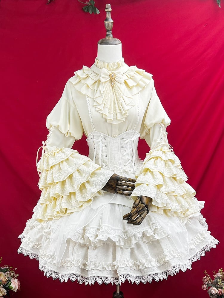 Overlay Handkerchief Shiro Jacquard White Gothic Skirt Lolita