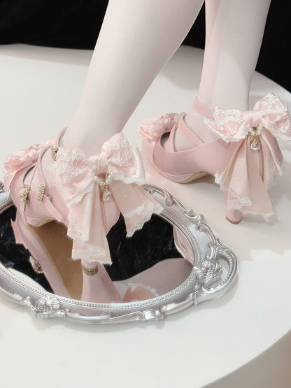 Herz Heels Schleife Rosa Crisscross Hohe Schnalle am Top-Design