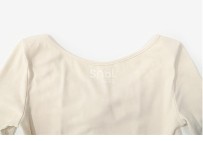 Apricot Lace Trim Long Sleeves Top Bowknot Details