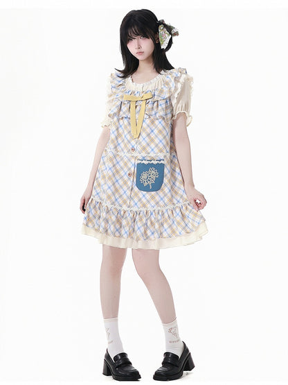 Beige Lace Trim Short Sleeves Semi-sheer Blouse