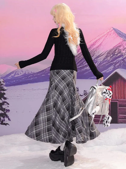 Black and Grey Colorblock Bear Apllique Loose Cardigan