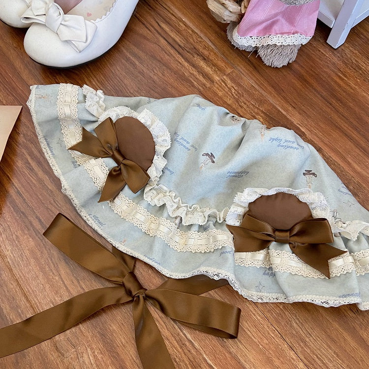 Green / Beige Bear Ears Bonnet