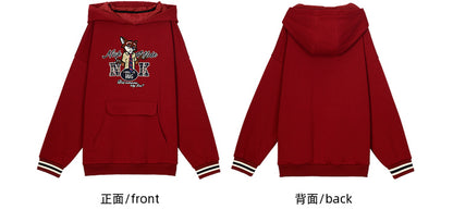 Zootopia Nick Applique Red Loose Hoodie