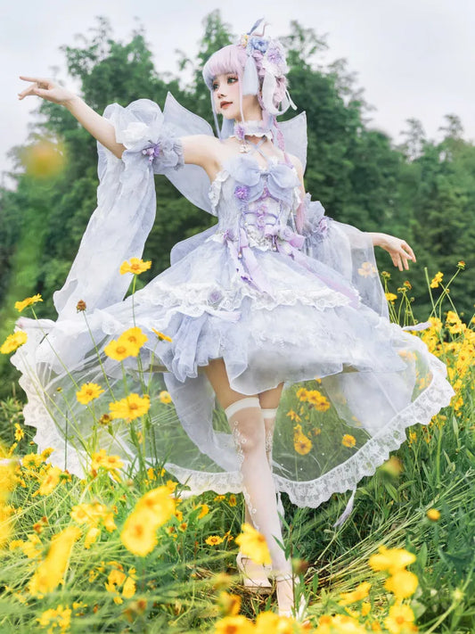 Dress Fairy Set Design Purple Butterfly JSK Princess Lolita Floral Full