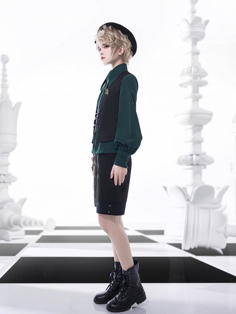 Prince Lace Sleeves 4 and Long Detailing Foldover Pleating Options Color Shirt Collar Point