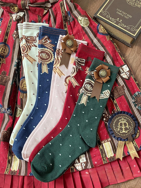 Red/Pink/Green/Beige/Blue Socks Badge with JK Calf