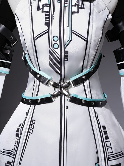 Bunny Sleeves KC Dress Techwear Halter Neck Urban Cyberpunk White + Ears