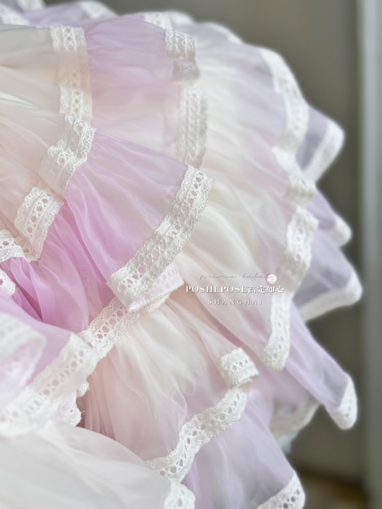 Pink Balletcore Boned Waist Strapless Puffy Dress with Removable Tulle Train