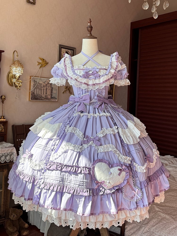 Grandes tailles disponibles - Superbe robe en coton Lolita de princesse à l'ancienne violette