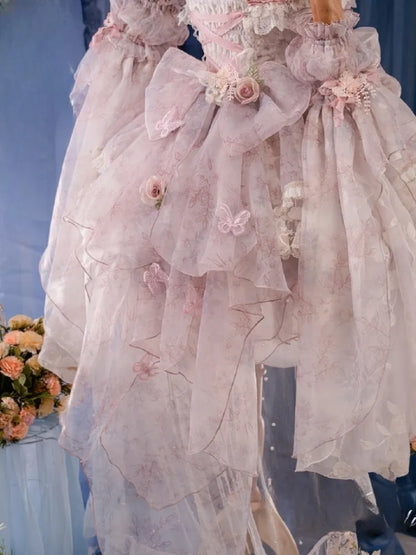 Pink Princess Fairy Floral Design Set Full Butterfly and JSK Dress Lolita Flower