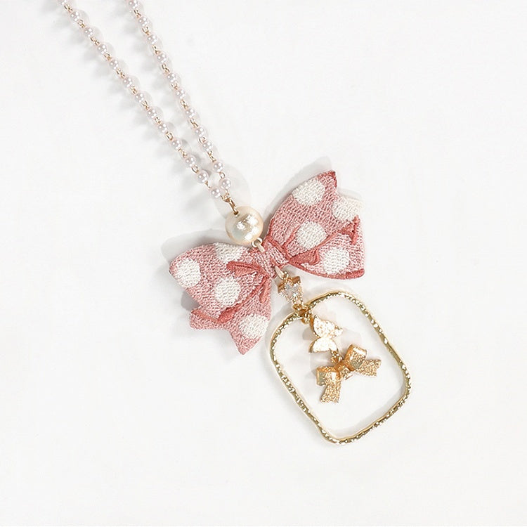 Pink / Blue / Purple Bowknot Pendant Necklace