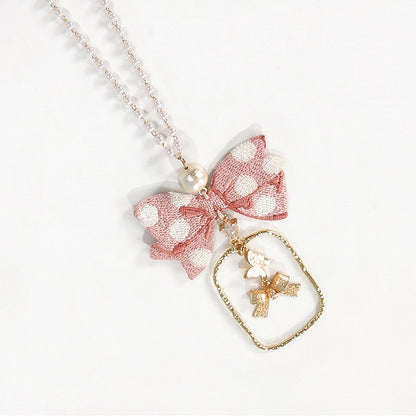 Pink / Blue / Purple Bowknot Pendant Necklace